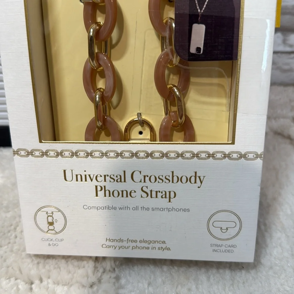 ARTIKL Universal Crossbody Phone Strap with Gold & Pink Link Chain